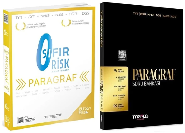 Üç Dört Beş + Marka 2027 YKS TYT AYT KPSS Paragraf Sıfır Risk Soru Bankası 2 li Set - Hamza Kaya Üç Dört Beş + Marka Yayınları ürün görseli 1