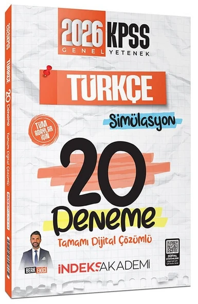İndeks Akademi 2026 KPSS Türkçe Simülasyon 20 Deneme Çözümlü - Berk Ekici İndeks Akademi Yayıncılık ürün görseli 1