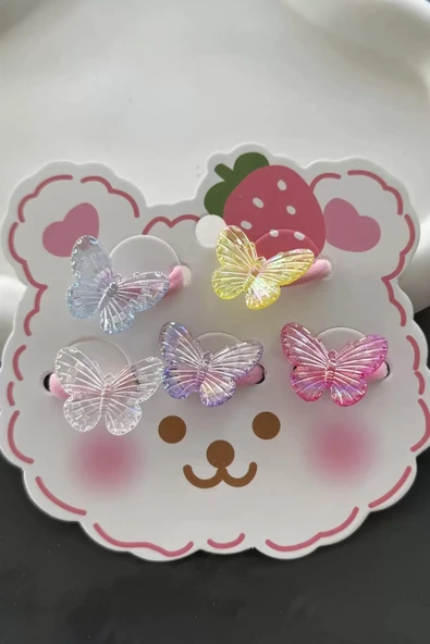 Caş Dekorasyon Karışık Renk 5'li Kelebek Lastik Toka Set ürün görseli 1