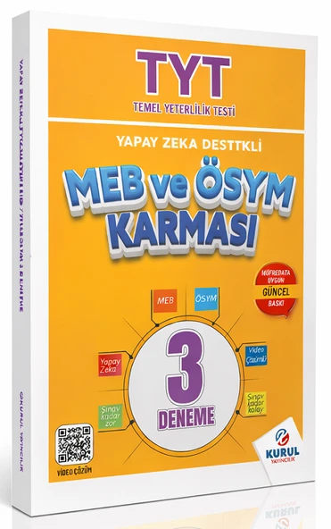 Kurul YKS TYT MEB ve ÖSYM Karması 3 Deneme Çözümlü Kurul Yayıncılık ürün görseli 1