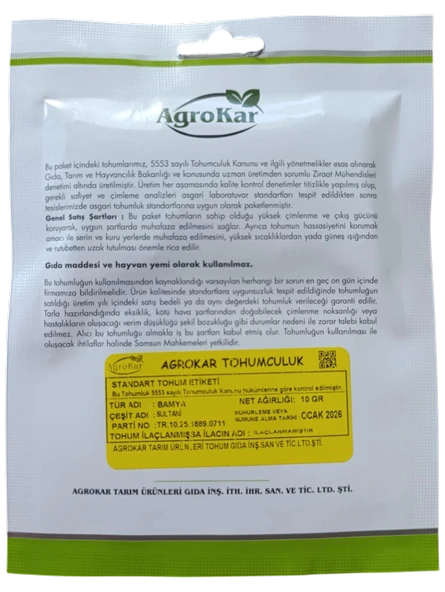 Bamya Tohumu 10 gr - Resim 2