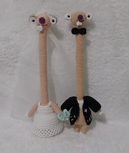 Gelin ve Damat Sid Takımı Amigurumi Organik Oyuncak ürün görseli 1