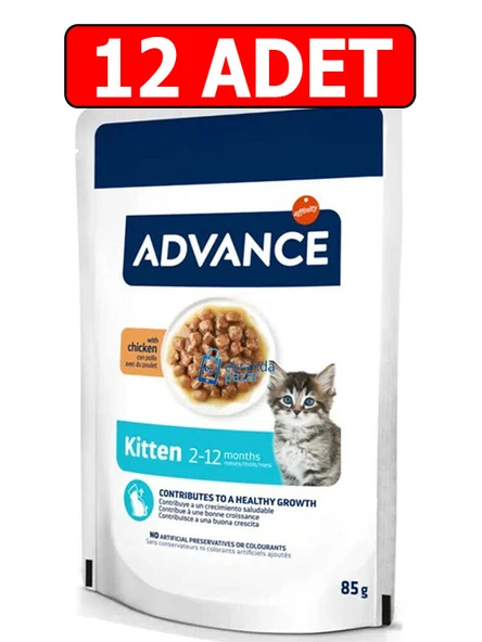 Advance tavuklu yavru kedi yaş mama 85gr 12adet advance kitten chicken tavuk etli ürün görseli 1