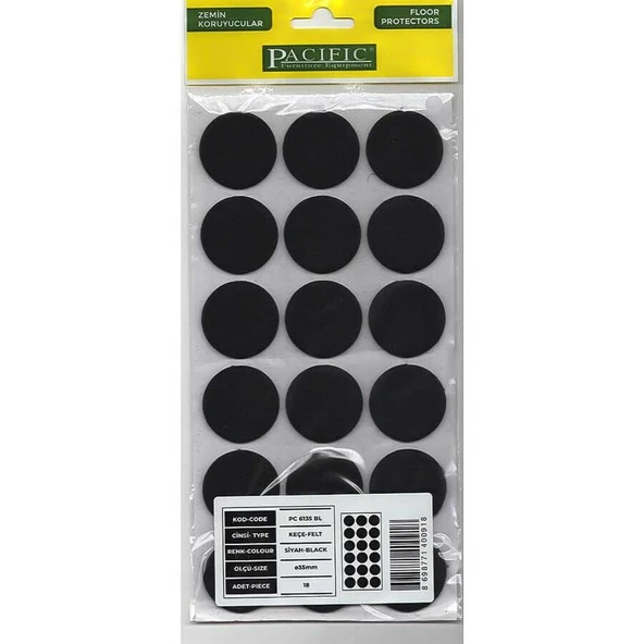 Pacific 6135 BL Yapışkanlı Keçe 35 mm Siyah ürün görseli 1