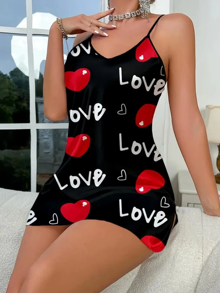 Love Desenli Saten - Resim 2
