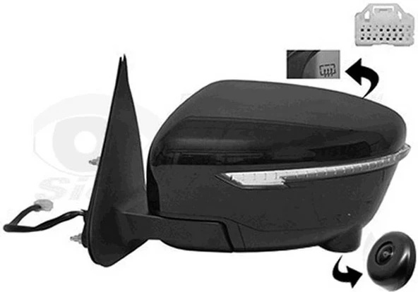 Nissan Qashqai 2014-2016 Elektrikli Otomatik Katlanır Ayna Astarlı Sinyalli Kameralı Sol (Oem No:963024Eh8A) ürün görseli 1