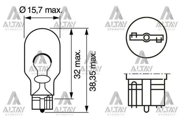 Ampül Eco 12V Büyük Dipsiz 16W - W16W Sinyal Ve Fren Ampülü Dipsiz 67 (Oem No:1987302821) ürün görseli 1