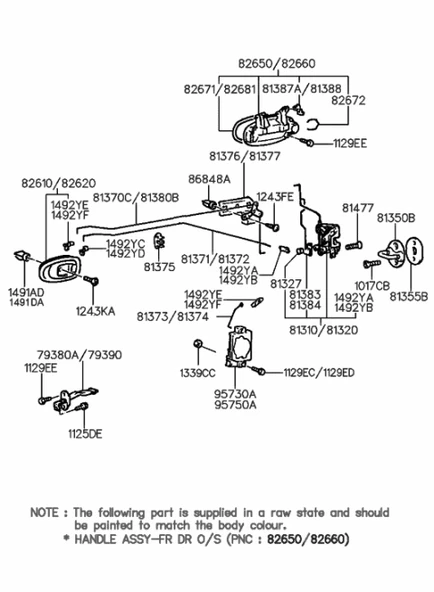 Kia Shuma 2 2000-2003 Arka Kapı İç Açma Kolu Sol Siyah Oem No: (82610-29002-Lg) ürün görseli 1