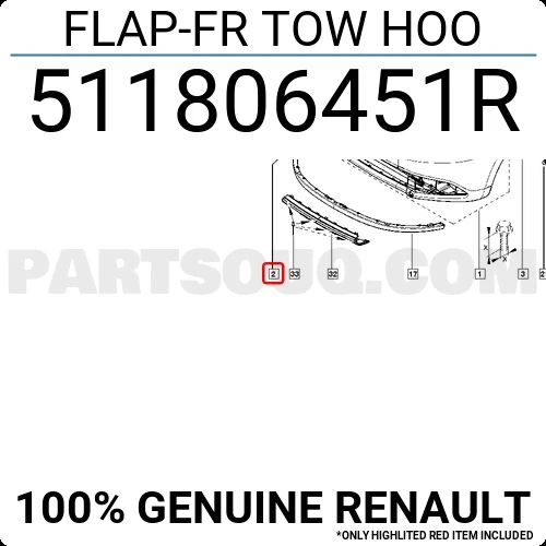 Renault Symbol 2017- Çeki Demirr Kapağı Ön  (Oem No:511806451R) ürün görseli 1