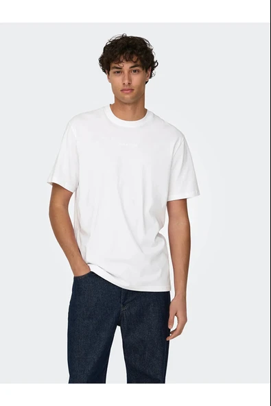 Only & Sons   ONSLEVI LIFE REG TEXT SS TEE Erkek White T-Shirt - 22028147 ürün görseli 1