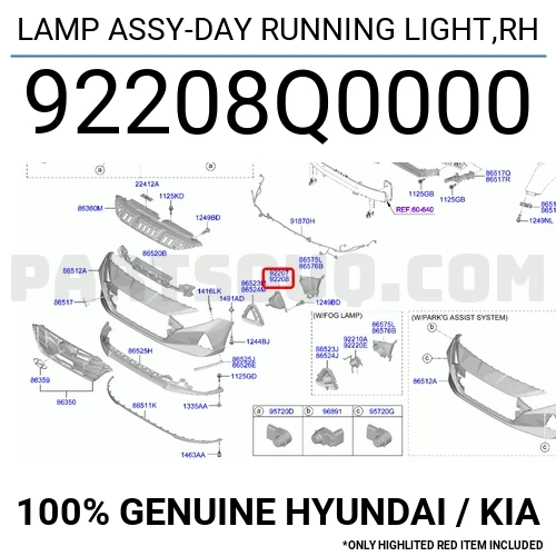 Hyundai İ20 Bayon (2020 Yılında Çıkan Kasa) Gündüz Farı Sağ (Oem No:92208Q0000) ürün görseli 1