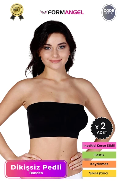 #Bandeo Seamless Toparlayıcı Kadın Basic Örme Dikişsiz Pedli Bandeo Büstiyer - 2 Adet ürün görseli 1