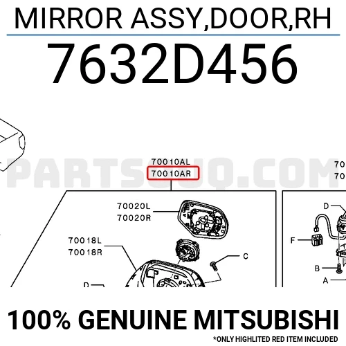 Mitsubishi L200 2019-2023 Dış Dikiz Aynası Elektrikli Sinyalli 5 Fiş Li Krom Sağ (Oem No:7632D456) ürün görseli 1