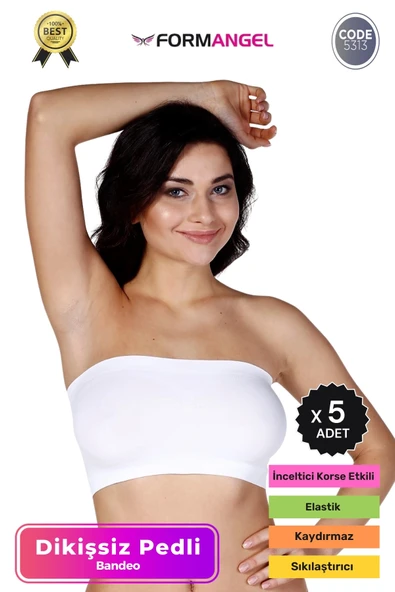 #Bandeo Seamless Toparlayıcı Kadın Basic Örme Dikişsiz Pedli Bandeo Büstiyer - 5 Adet ürün görseli 1