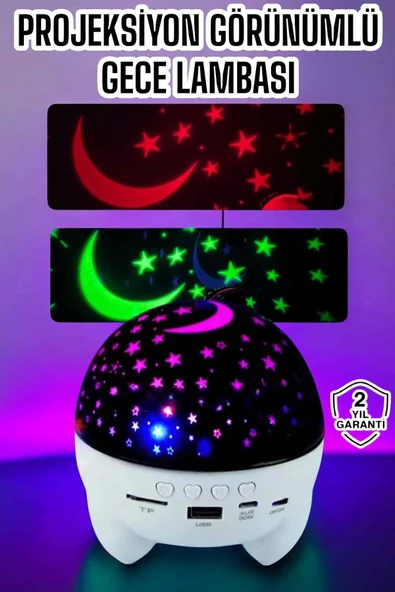 Gece Lambası Renkli Yıldızlı Gökyüzü Projeksiyon Gece Tavan Yansıtma ürün görseli 1