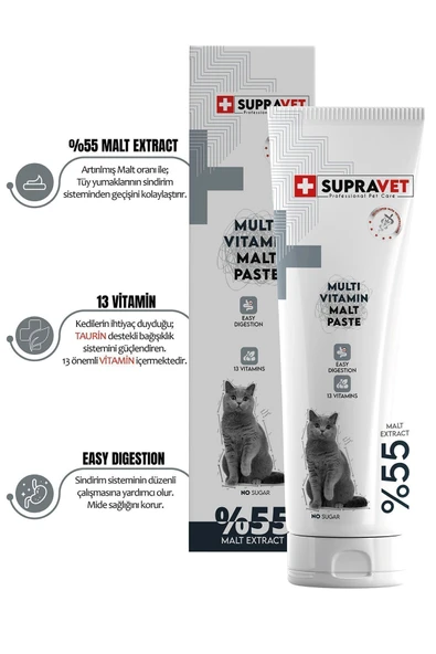 Supravet Kediler için Taurinli Multi Vitamin Kedi Macunu 100 gr ürün görseli 1