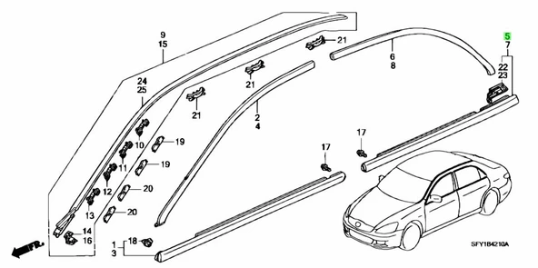 Honda Accord 2003-2008 Cam Sıyırıcı Arka Sağ (Oem No:72910Sdaa01) ürün görseli 1