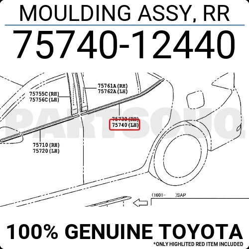 Toyota Corolla 2013-2018 Cam Sıyırıcı Arka Nikelaj Sol (Oem No:7574012440) ürün görseli 1