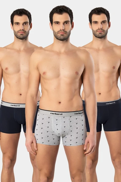Cacharel Erkek Desenli Likrali Boxer 3'lü Paket 1339/Lacivert 8 ürün görseli 1