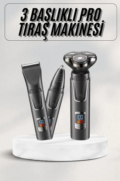 Yüksek Performanslı 3 Başlıklı Profesyonel Şarjlı Islak ve Kuru Kullanıma Uygun P62779S3196 ürün görseli 1