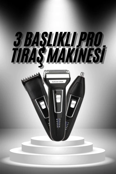 3'lü Set Saç Sakal Kesme Traş Makinesi Burun Kılı Alma Tıraş Makinesi P62824S9755 ürün görseli 1