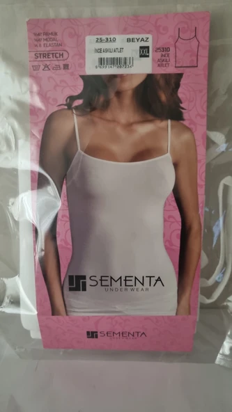 Sementa Kadın Modal Strech İnce Askılı Atlet-Beyaz -3 Adet-XXL- İkinci Bir Ten Hissini Hissedin.! ürün görseli 1