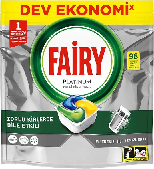 ŞeyliŞeyler -Fairy Platinum Bulaşık Makinesi Kapsülü 96 Yıkama Limon Kokulu 3 Paket ürün görseli 1