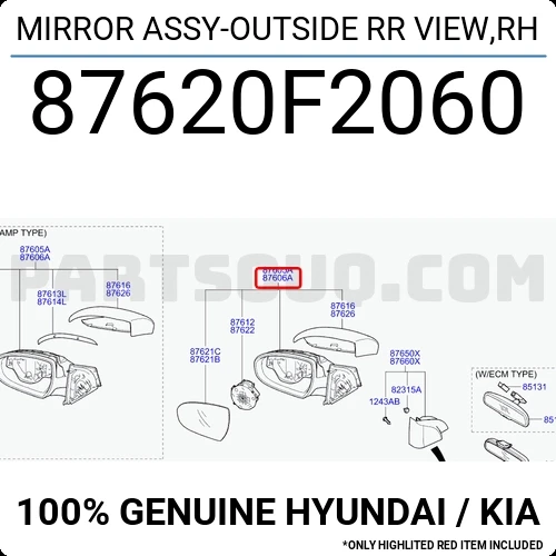 Hyundai Elantra (2016 Yılında Çıkan Kasa) Sağ Dikiz Aynası Komple (Kör Nokta Uyarı Sıstemlı) Sinyalli Isıtmalı Otomatik ürün görseli 1