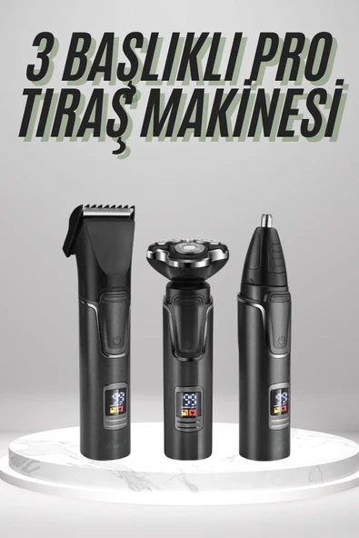 Dijital Göstergeli 3 Başlıklı Tıraş Makinesi Islak Kuru Lazer Öncesi Günlük P62794S3166 ürün görseli 1