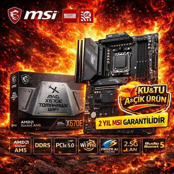 MSI MAG X670E TOMAHAWK WIFI AM5 DDR5 WiFi 6E PCIe 5.0 Gaming Anakart ATX ürün görseli 1