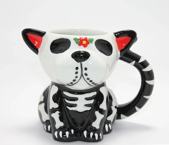 Day Of The Dead Köpek Figürlü 3d Kabartmalı Porselen Kupa Alk4896 P245410S4896 ürün görseli 1