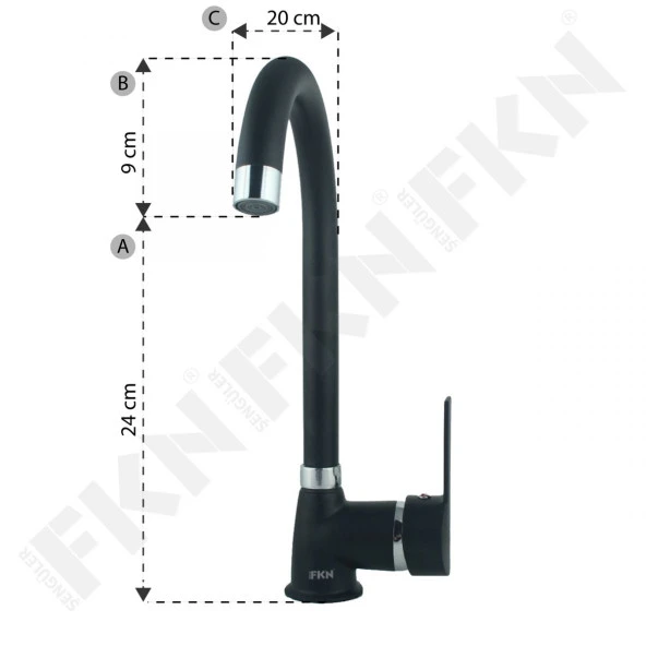 FKN Delta Mix Siyah Eviye Bataryası - Resim 2