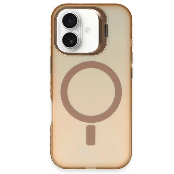 iPhone 16 Uyumlu Plus Kılıf Primera Magsafe Standlı Kapak - Gold ürün görseli 1