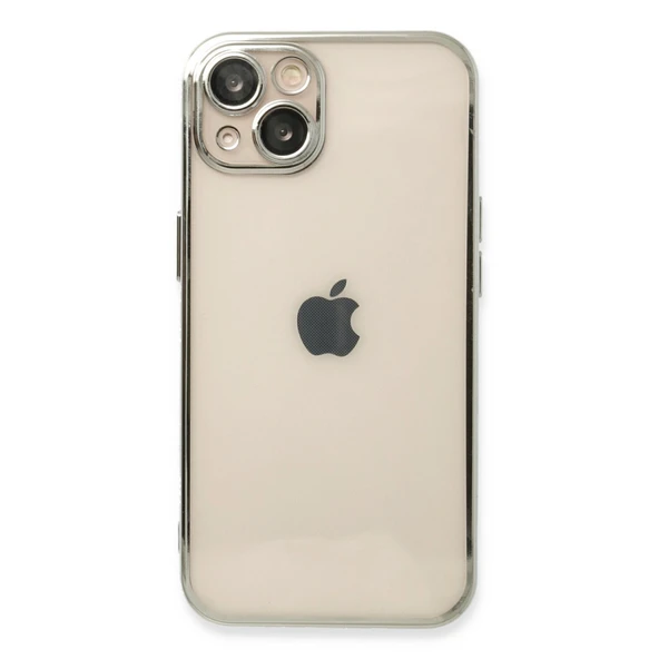 iPhone 13 Uyumlu Kılıf Kamera Korumalı Lensli Silikon - Gümüş ürün görseli 1