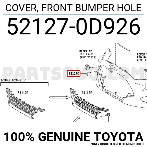 Toyota Yaris 2020-2024 Ön Tampon Çeki Demiri Kapağı Siyah (Tyg) (Oem No:521270D926) ürün görseli 1