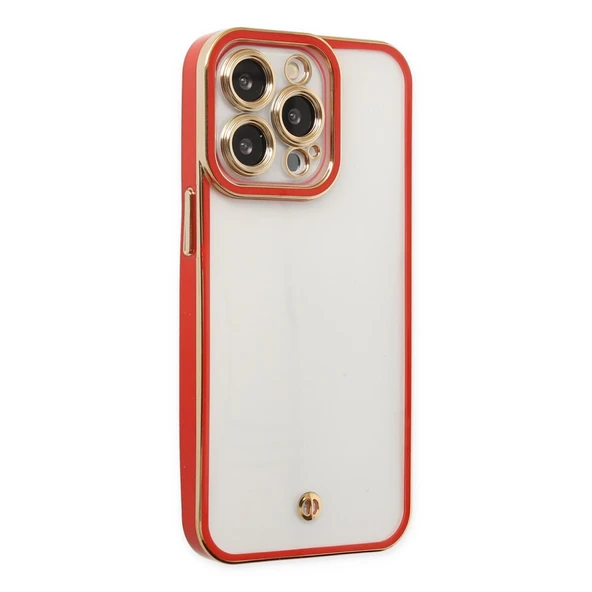 iPhone 13 Uyumlu Pro Kılıf Liva Lens Silikon - Kırmızı ürün görseli 1