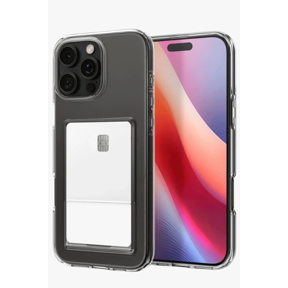 iPhone 16 Pro Max Uyumlu Kılıf Kart Şeffaf Silikon - Şeffaf ürün görseli 1