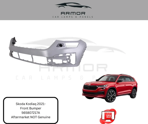 Skoda Kodiaq 2021-2024 Ön Tampon Gri Astarlı - Far Yıkama Delikli (Tyg) (Oem No:565807217A) ürün görseli 1
