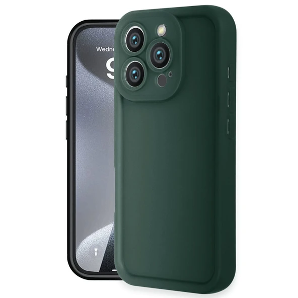 iPhone 16 Pro Max Uyumlu Kılıf Viera Silikon - Koyu Yeşil ürün görseli 1