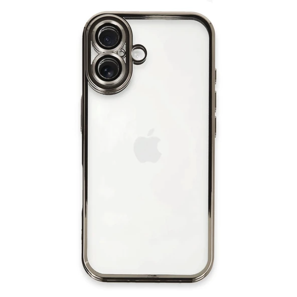 iPhone 16 Uyumlu Kılıf Kamera Korumalı Lensli Silikon - Titanyum Gri ürün görseli 1