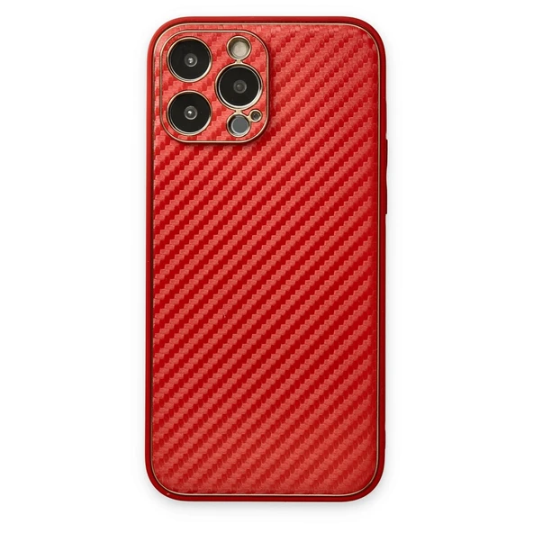 iPhone 13 Uyumlu Pro Max Kılıf Coco Karbon Silikon - Kırmızı ürün görseli 1
