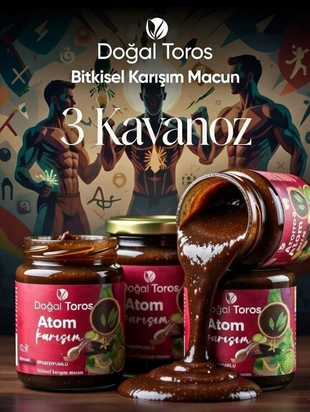 3 Kavanoz Doğal Toros Atom Ballı Ginsengli Polenli Bitkisel Besin 3 x 240 gr ürün görseli 1