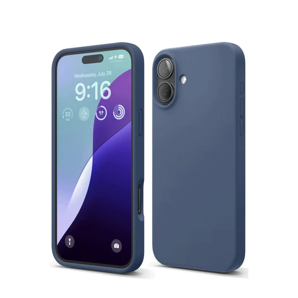 iPhone 16 Uyumlu Plus Kılıf Nano İçi Kadife Silikon - Lacivert ürün görseli 1