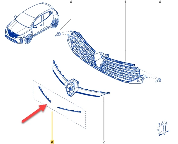 Renault Clio 5 Hatchback 2023-2024 Ön Panjur Üst Nikelajı (2Parça Set) (Oem No:960102709R) ürün görseli 1