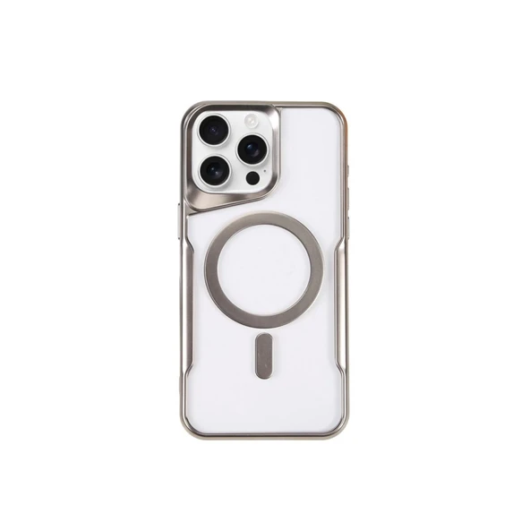 iPhone 14 Uyumlu Pro Kılıf Boyi Magsafe Silikon Kapak - Gümüş ürün görseli 1