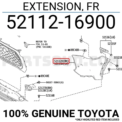 Toyota Corolla Cross 2022-2024 Ön Tampon Sağ Dodik Delikli Astarlı - Siyah (Tyg) (Oem No:5211216900) ürün görseli 1