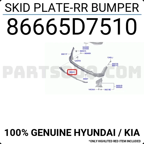Hyundai Tucson 2019-2020 Karlık (Arka Tampon Altı) Gümüş Gri (Tyg) (Oem No:86665D7510) ürün görseli 1