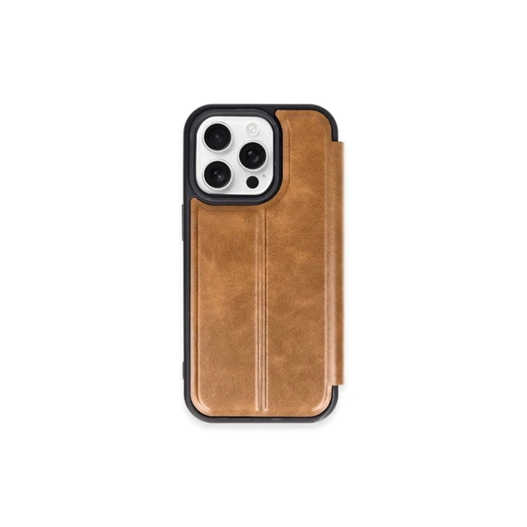 iPhone 15 Uyumlu Pro Max Kılıf Flip Cover - Taba ürün görseli 1