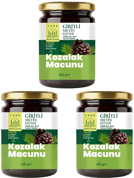 3 Kavanoz 420 gr Kozak Kozalak Vakfı Bitkisel Besin Giritli Metin Efendi Selvi Kozalağı,andız,zencefil Içeren ve Meyan Balı Içeren ürün görseli 1