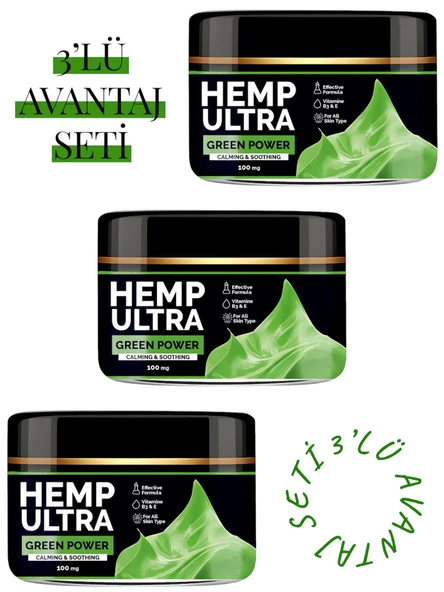 3 Kavanoz Green Power Hemp Cream Jel 3 x 100 Mg Krem ürün görseli 1